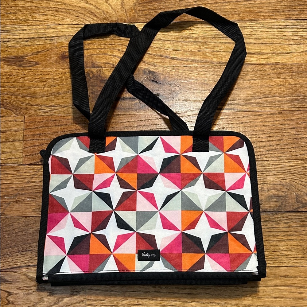 NEW Thirty-one Triangles Pink Orange Brown Geometric Laptop Utility Tote Bag